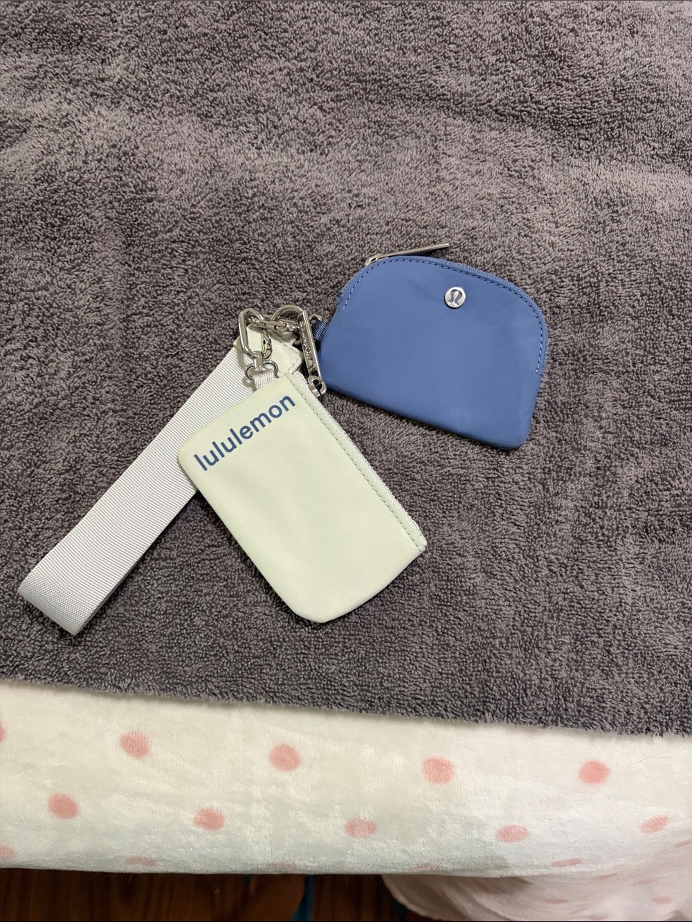 lululemon athletica Blue and Cream dual Pouch Keychain